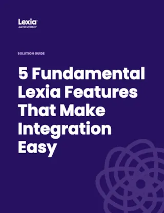 Cover page titled 5 Fundamental Lexia Features That Make Integration Easy with Lexia logo on purple background.