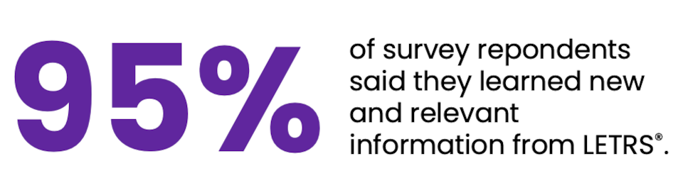 of survey repondents said they learned new and relevant information from LETRS.