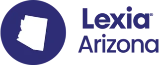 Lexia Arizona logo with Arizona state outline inside a blue circle next to the words Lexia Arizona.