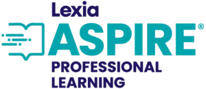 Lexia Aspire Professional Learning logo with an open book graphic to the left of the text.