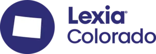 Lexia Colorado logo with a white Colorado state shape inside a blue circle, and text reading Lexia Colorado.