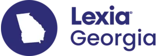 Blue circle with a white silhouette of Georgia, text on the right reads Lexia Georgia.
