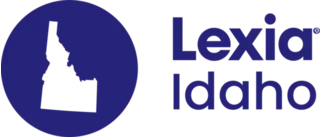 Blue logo with Idaho state outline in a circle, next to the text Lexia Idaho in bold letters.