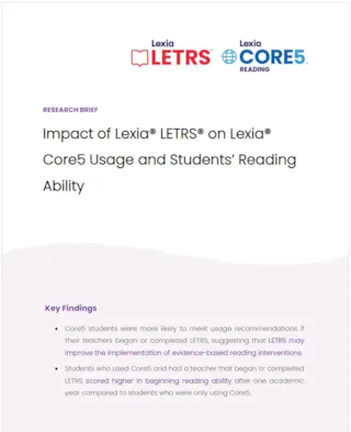 Impact of Lexia LETRS on Core5 Usage and Reading Ability Cover