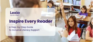 Smiling students in a classroom raise hands; text reads Inspire Every Reader: A Step-by-Step Guide to Inclusive Literacy Support.