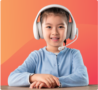 A student wearing a headset