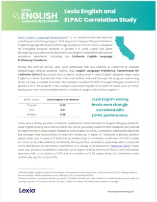 Lexia English ELPAC Study Cover