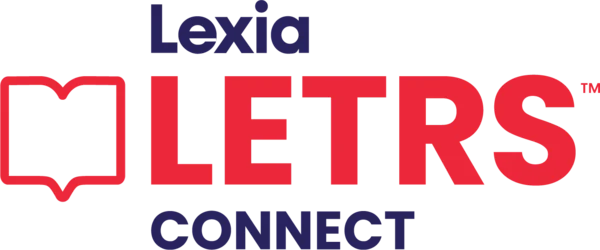 Lexia LETRS Connect logo with an open book icon on a light background.
