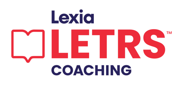 Lexia LETRS Coaching logo with an open book icon on a light background.