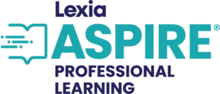 Logo of Lexia Aspire Professional Learning with an open book icon beside the text.