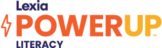 Lexia PowerUp Literacy logo with an orange and yellow gradient and a lightning bolt symbol.