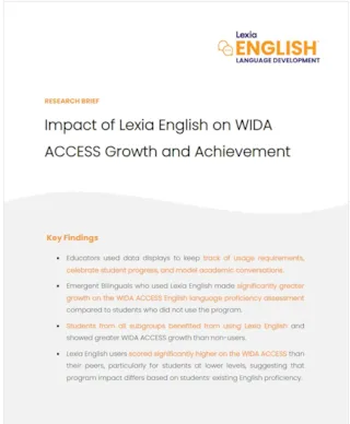 Lexia English WIDA ACCESS report cover