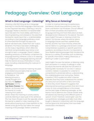 Lexia English Pedagogy Oral Listening Cover
