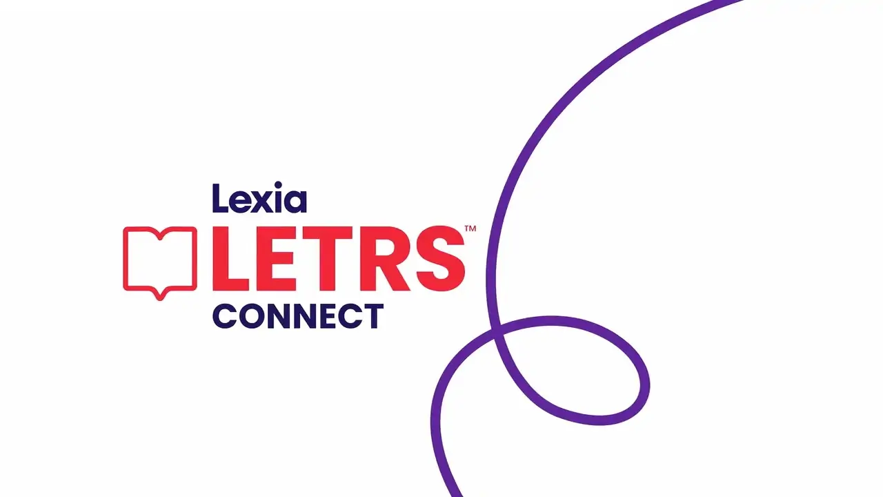 Lexia LETRS Connect logo with a purple line curving across a white background.