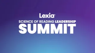 White text on a blue-purple gradient background reads, Lexia Science of Reading Leadership Summit.