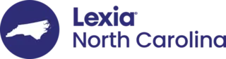 Lexia North Carolina logo with state outline icon in a blue circle to the left of the text.
