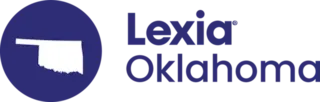 Lexia Oklahoma logo with a silhouette of Oklahoma state inside a blue circle.