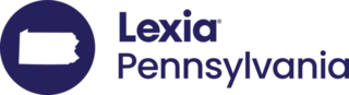 Logo with Lexia Pennsylvania text and a stylized outline of Pennsylvania in a circle on the left, all in dark blue.