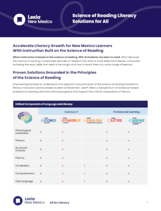 Lexia SOR Solutions for New Mexico Cover
