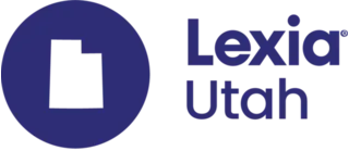Lexia Utah logo with a white Utah state outline inside a blue circle next to the words “Lexia Utah.”.