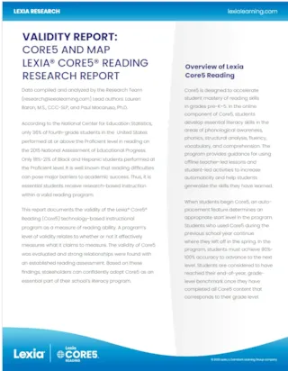 Lexia Core5  MAP Validity Map Cover