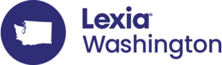 Lexia Washington logo with a map of Washington state in a purple circle next to the text Lexia Washington.