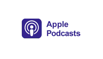 Purple square with a white, stylized person icon in the center, surrounded by concentric circles, representing a podcast app.