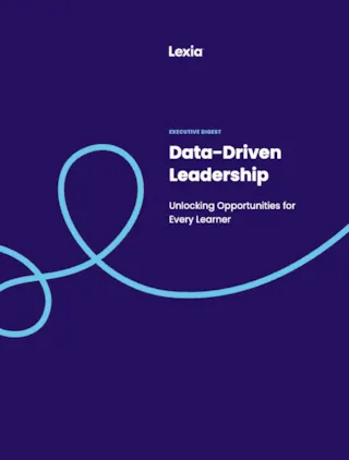 Cover page with Data-Driven Leadership: Unlocking Opportunities for Every Learner and a looping blue line on a dark background.
