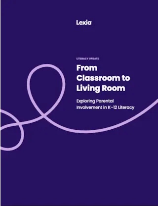 Purple cover with white text: From Classroom to Living Room. Exploring Parental Involvement in K–12 Literacy.