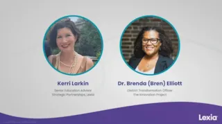 Two women smiling in profile pictures with titles: Kerri Larkin, Senior Education Advisor; Dr. Brenda Elliott, District Officer.