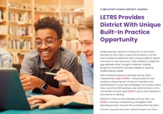 LETRS Provides District With Unique Built-In Practice