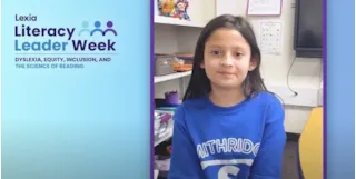 A child in a blue shirt sits in a classroom. The text reads, Lexia Literacy Leader Week: Dyslexia, Equity, Inclusion, and the Science of Reading.