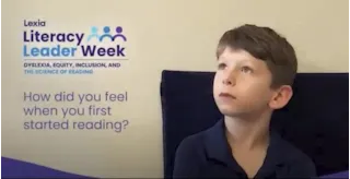 A young boy looks up thoughtfully. Text: Literacy Leader Week: Dyslexia, Equity, Inclusion, and the Science of Reading.