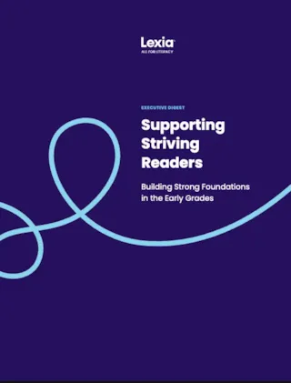 Cover of a report titled Supporting Striving Readers: Building Strong Foundations in the Early Grades by Lexia.