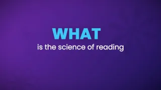 Text on a purple background reads: WHAT is the science of reading. Decorative floral patterns are in the corners.