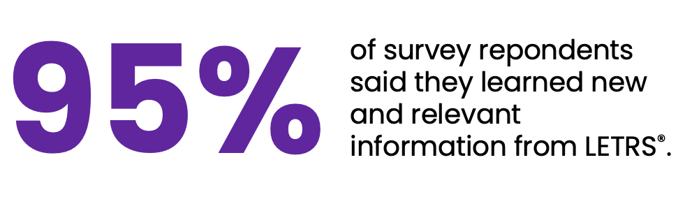 of survey repondents said they learned new and relevant information from LETRS®.
